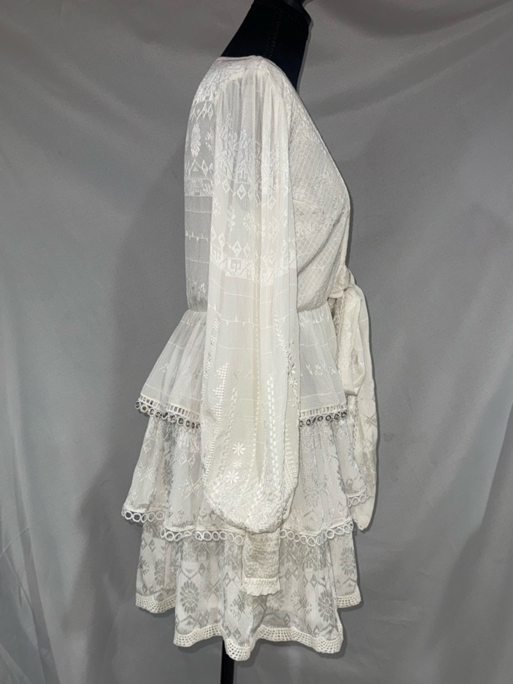 HEMANT & NANDITA Ivory White Lace Mini Dress - Picture 3 of 16